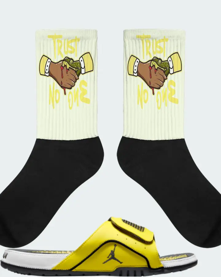 Jordan Hydro Slide 4 Sneaker Matching Citron Socks - Trust No One