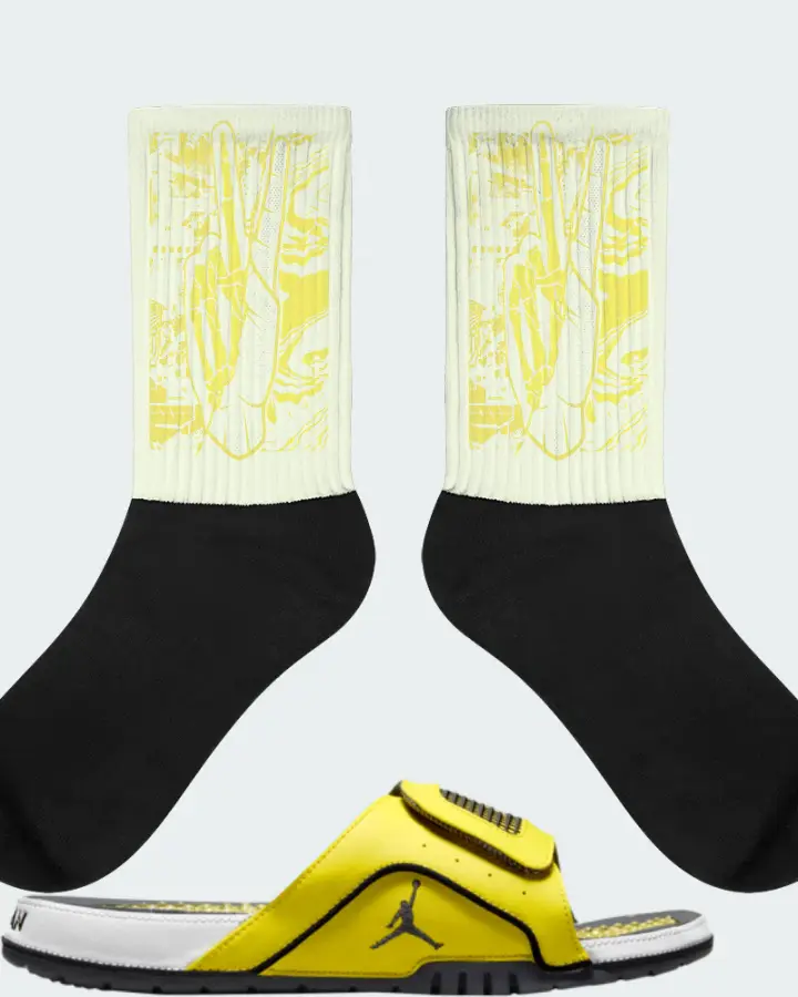 Jordan Hydro Slide 4 Sneaker Matching Citron Socks - Peace of mind