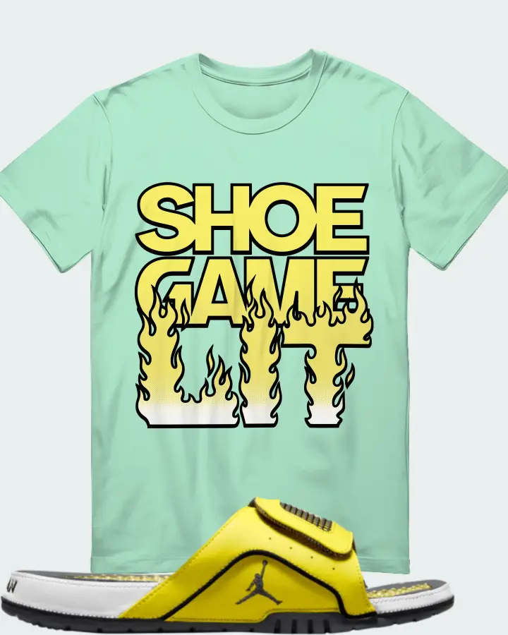 Jordan Hydro Slide 4 Sneaker Matching Mint T-Shirt - Shoe Game Lit Refreshed