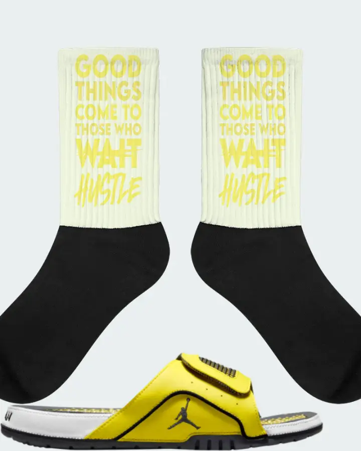 Jordan Hydro Slide 4 Sneaker Matching Citron Socks - Good Things Come