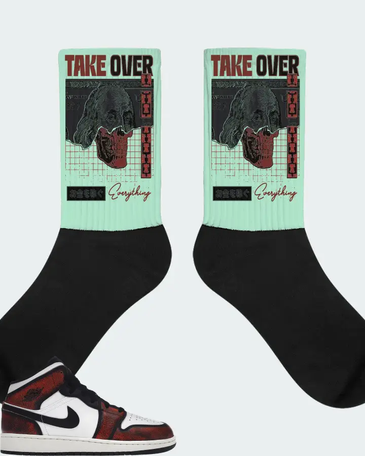 Jordan 1 Mid Sneaker Matching Mint Socks - Take Over