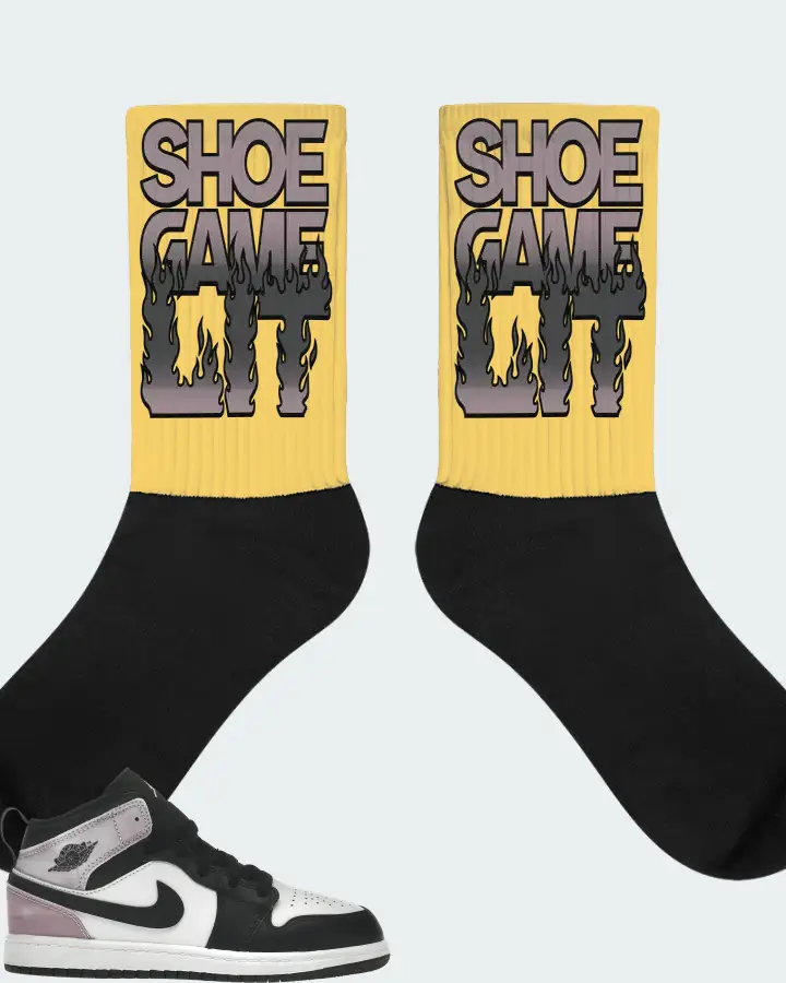 Jordan 1 Mid SE Sneaker Matching Yellow Socks - Shoe Game Lit Refreshed