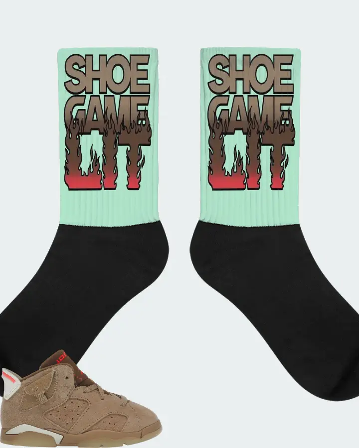 Jordan 6 Retro Sneaker Matching Mint Socks - Shoe Game Lit Refreshed
