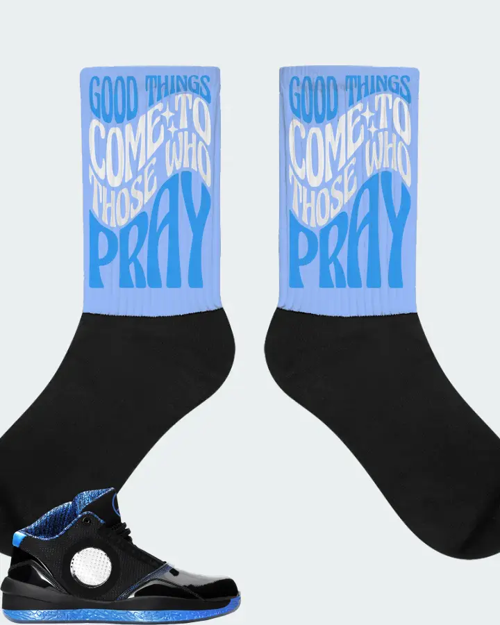 Jordan 2010 Sneaker Matching Carolina Blue Socks - Good Things Come To Those Who Pray