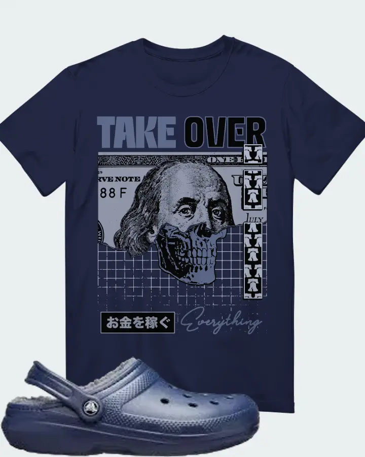 CROCS CLASSIC LINED CLOG NAVY AND CHARCOAL  Sneaker Matching Navy T-Shirt - Take Over