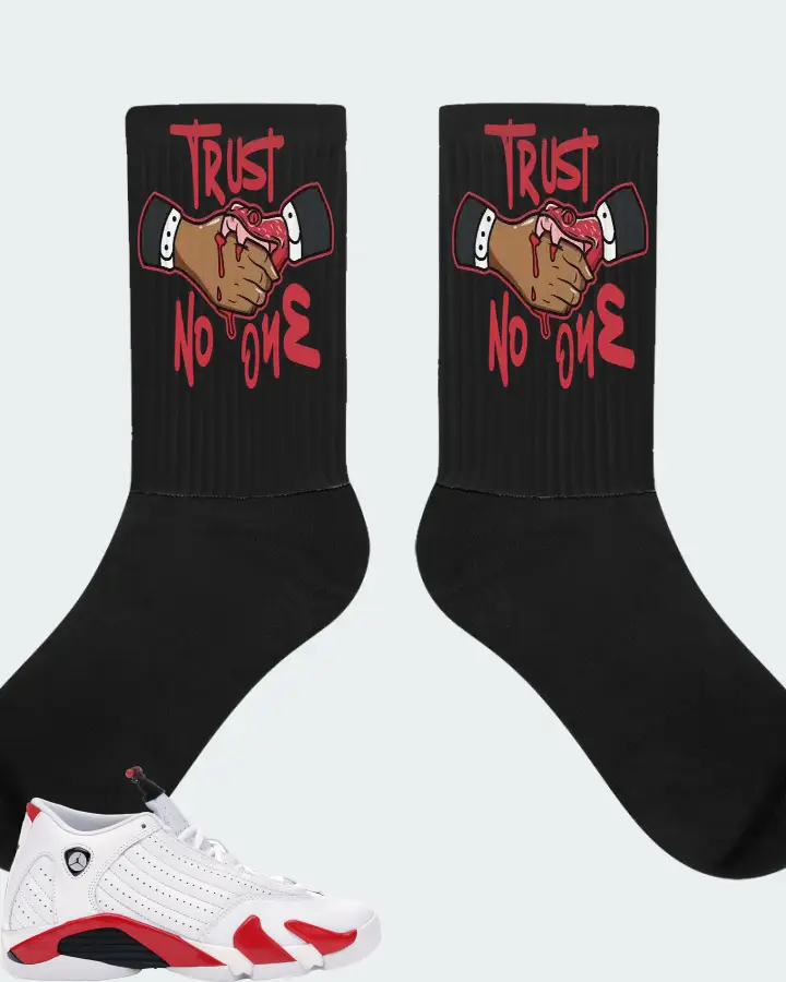 Jordan 14 Retro Sneaker Matching Black Socks - Trust No One