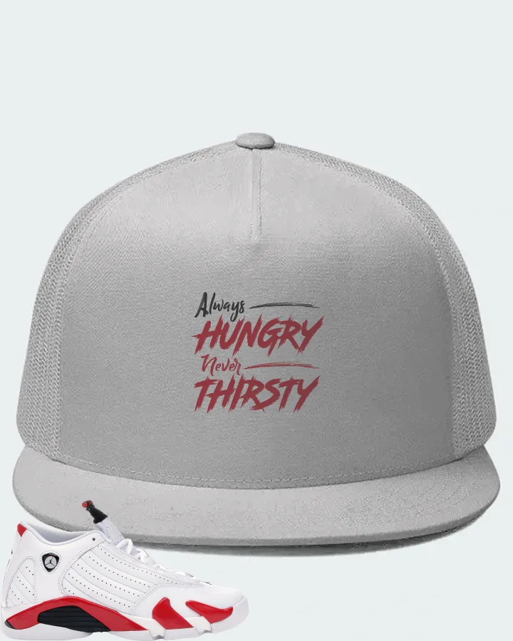 Jordan 14 Retro Sneaker Matching White Hat - Always HUNGRY Never THIRSTY
