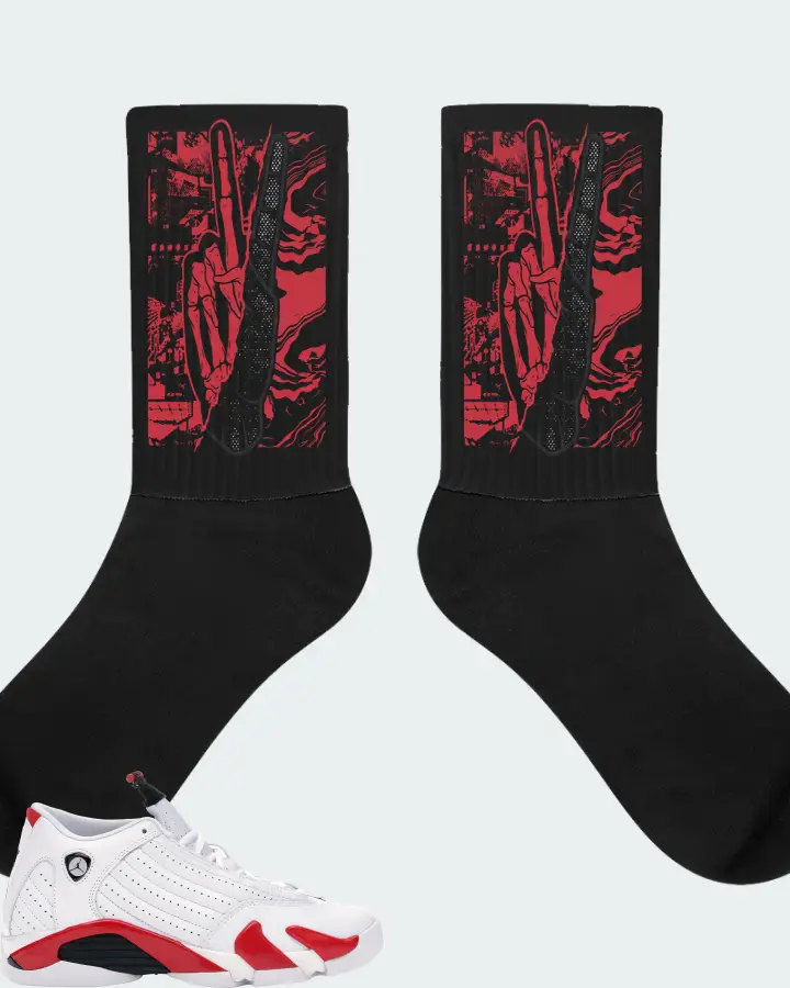 Jordan 14 Retro Sneaker Matching Black Socks - Peace of mind