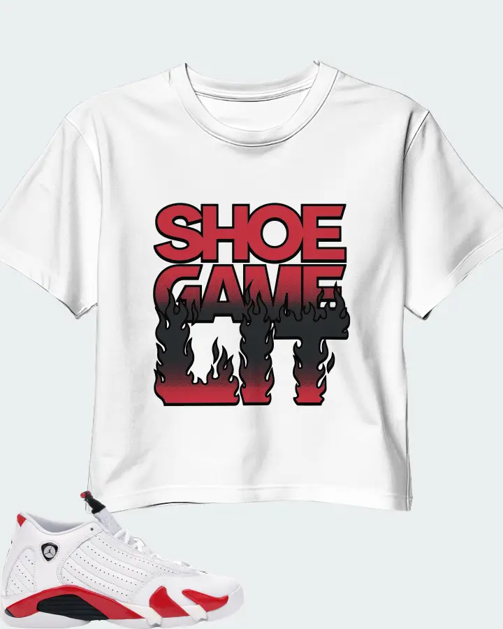 Jordan 14 Retro Sneaker Matching White Crop Top - Shoe Game Lit Refreshed