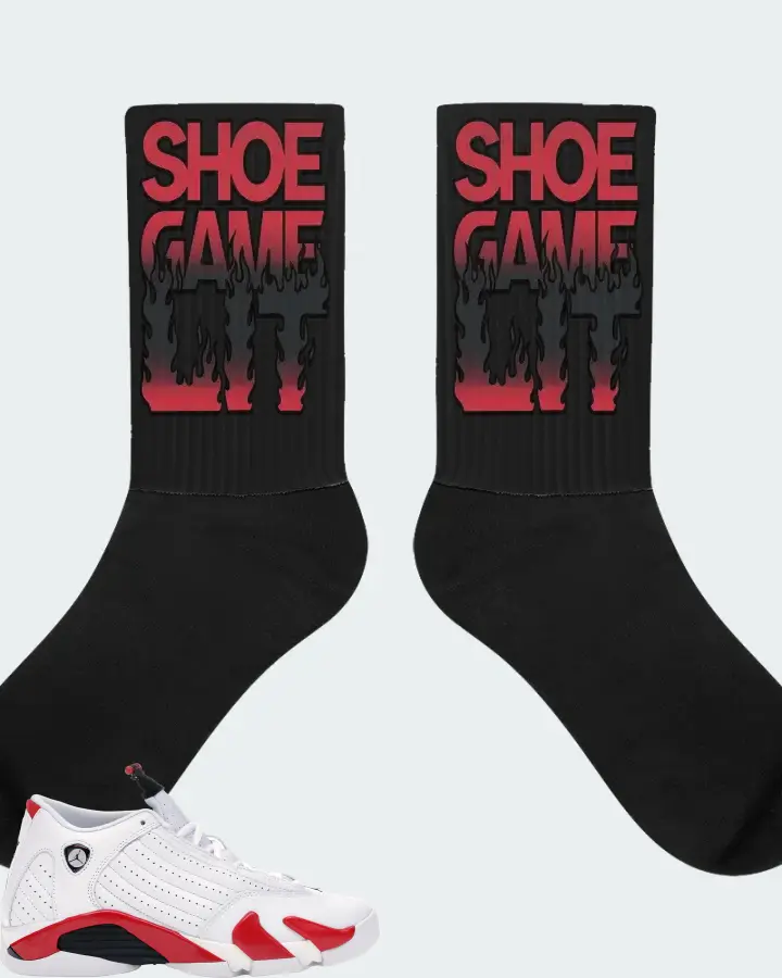 Jordan 14 Retro Sneaker Matching Black Socks - Shoe Game Lit Refreshed