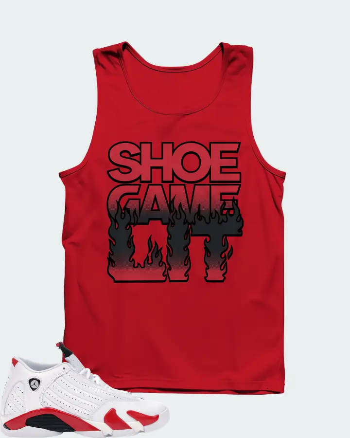 Jordan 14 Retro Sneaker Matching Red Tank Top - Shoe Game Lit Refreshed