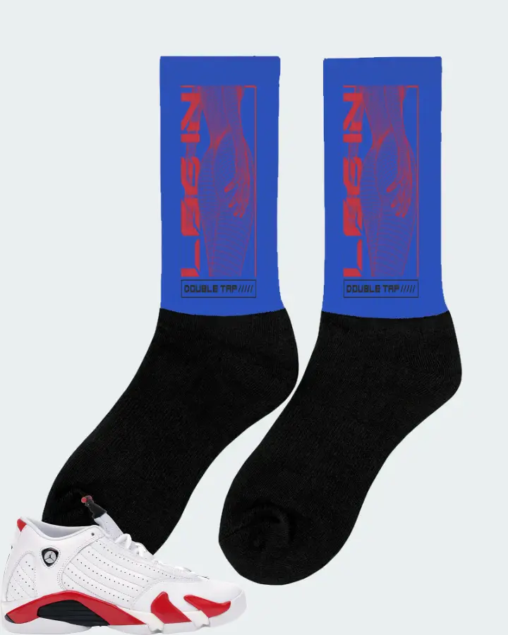 Jordan 14 Retro Sneaker Matching Royal Blue Socks (LOGIN) - View 3