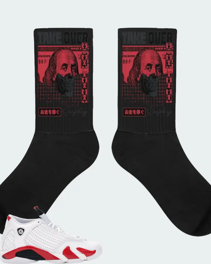 Jordan 14 Retro Sneaker Matching Black Socks - Take Over