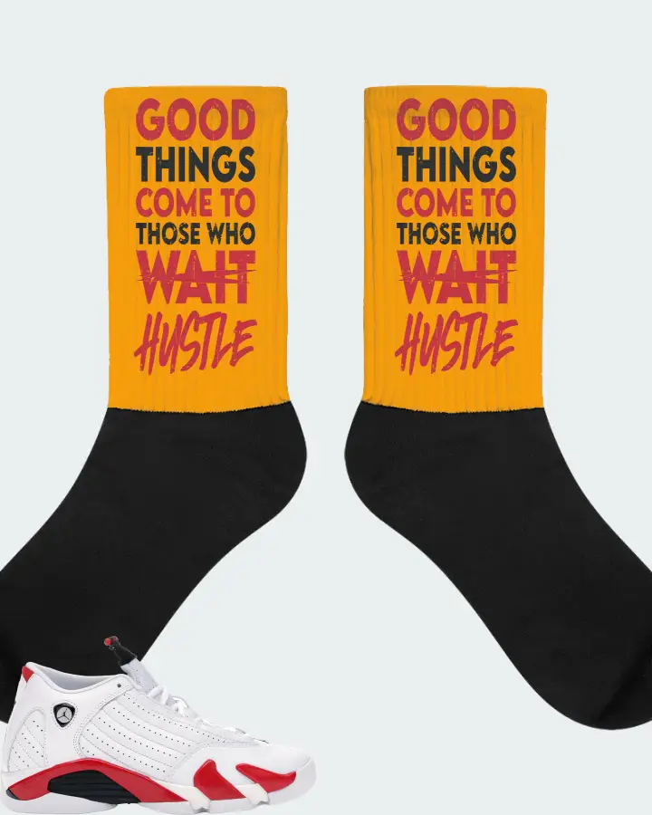 Jordan 14 Retro Sneaker Matching Gold Socks - Good Things Come