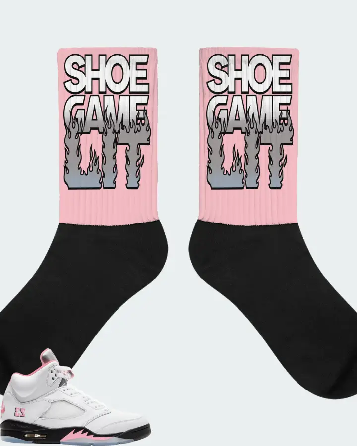 Air Jordan 5 Sneaker Matching Pink Socks - Shoe Game Lit Refreshed