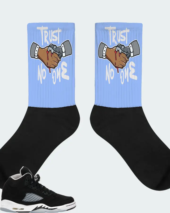 Jordan 5 Retro Sneaker Matching Carolina Blue Socks - Trust No One