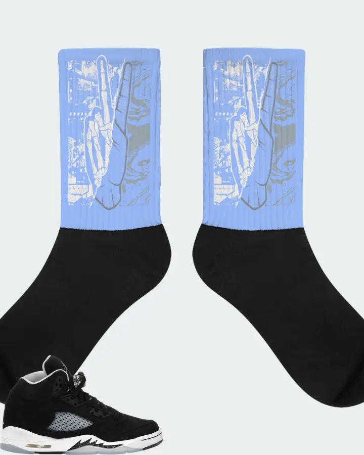 Jordan 5 Retro Sneaker Matching Carolina Blue Socks - Peace of mind