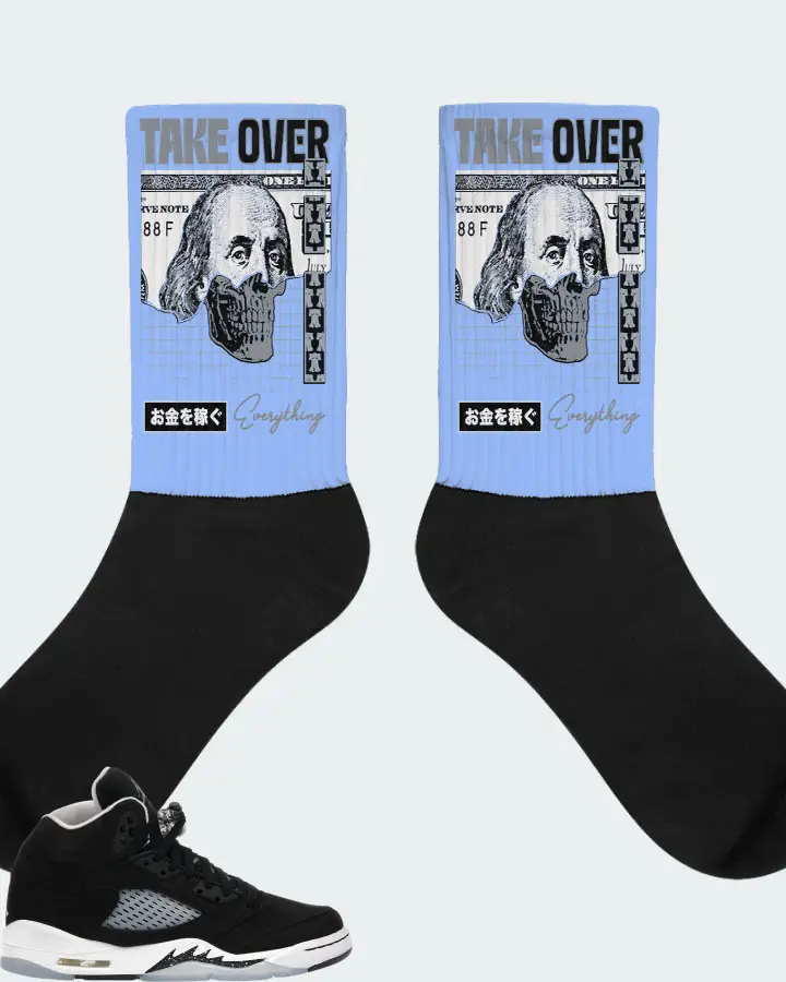 Jordan 5 Retro Sneaker Matching Carolina Blue Socks - Take Over