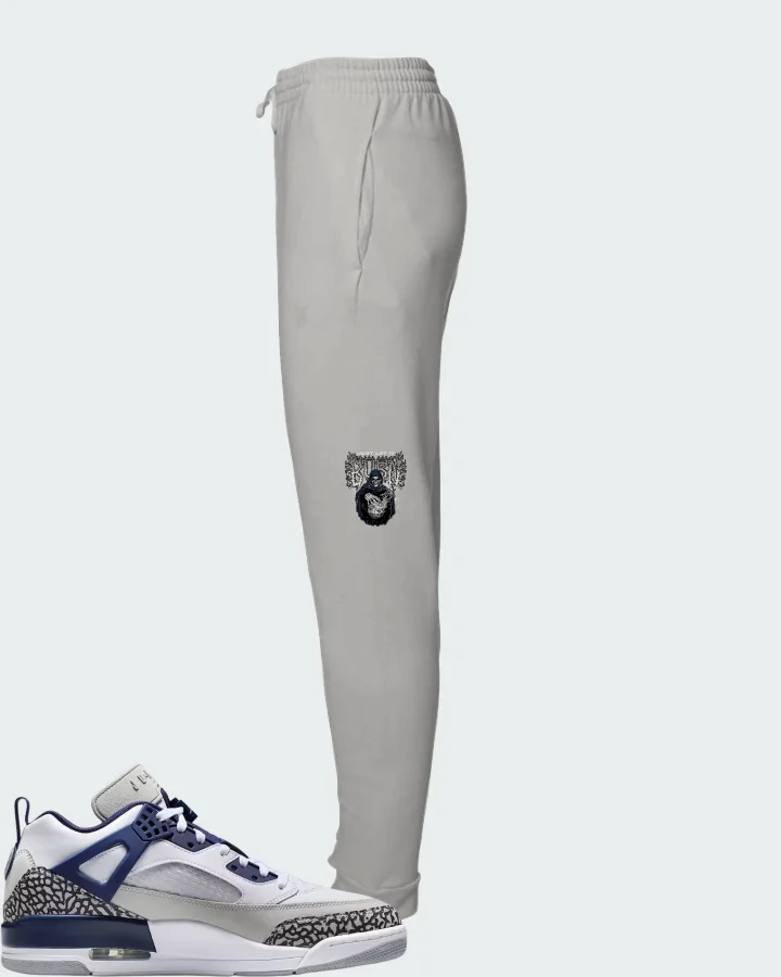Air Jordan Spizike Low White Neutral Grey Anthracite Midnight Navy Matching Joggers