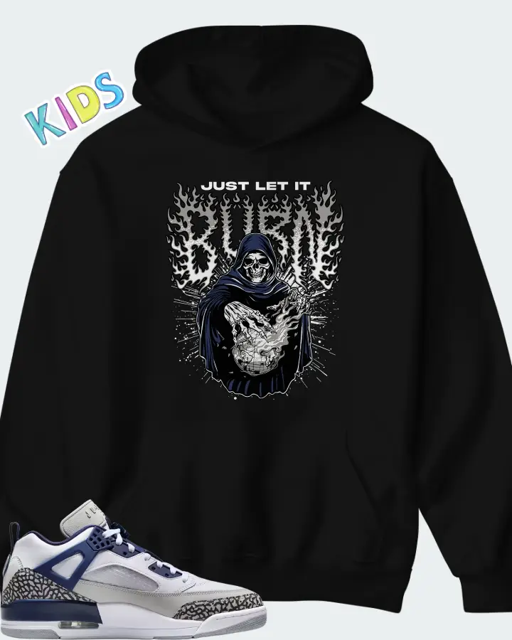 Air Jordan Spizike Low White Neutral Grey Anthracite Midnight Navy Matching Kid's Hoodie
