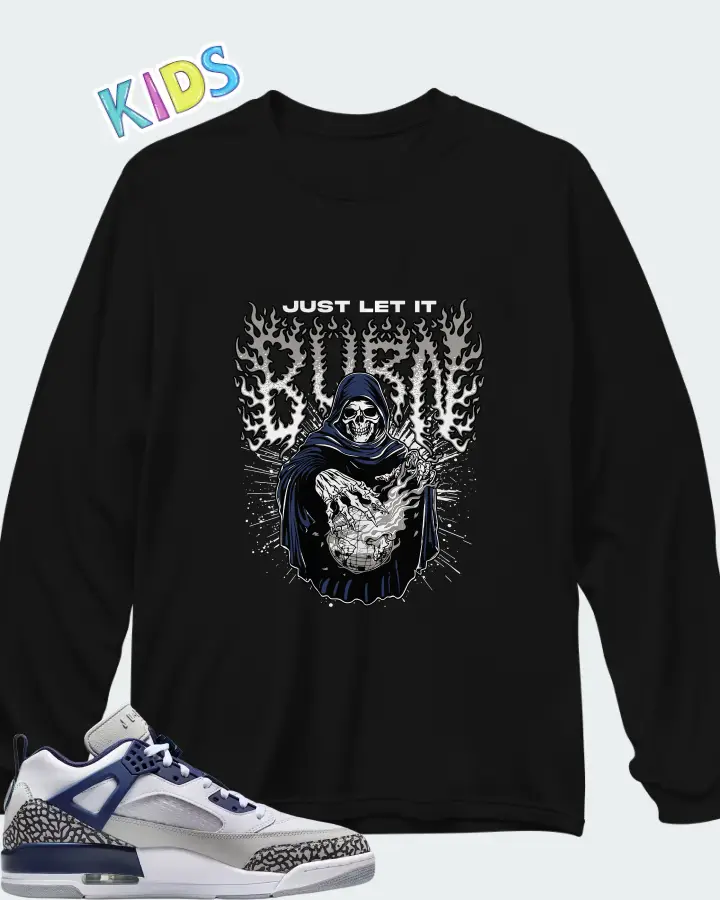 Air Jordan Spizike Low White Neutral Grey Anthracite Midnight Navy Matching Kid's Long Sleeve T-Shirt