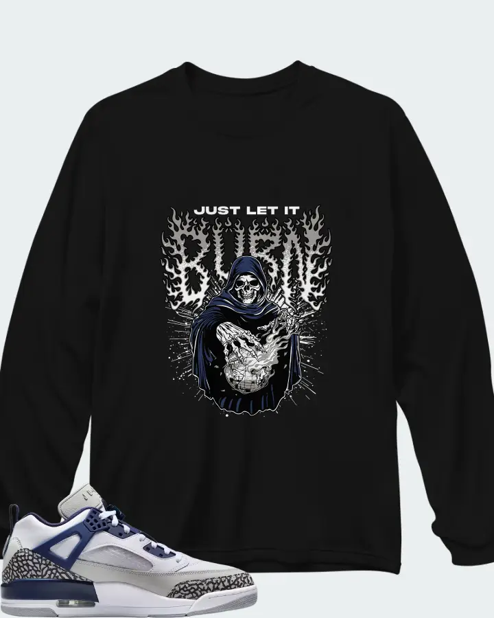 Air Jordan Spizike Low White Neutral Grey Anthracite Midnight Navy Matching Long Sleeve T-Shirt