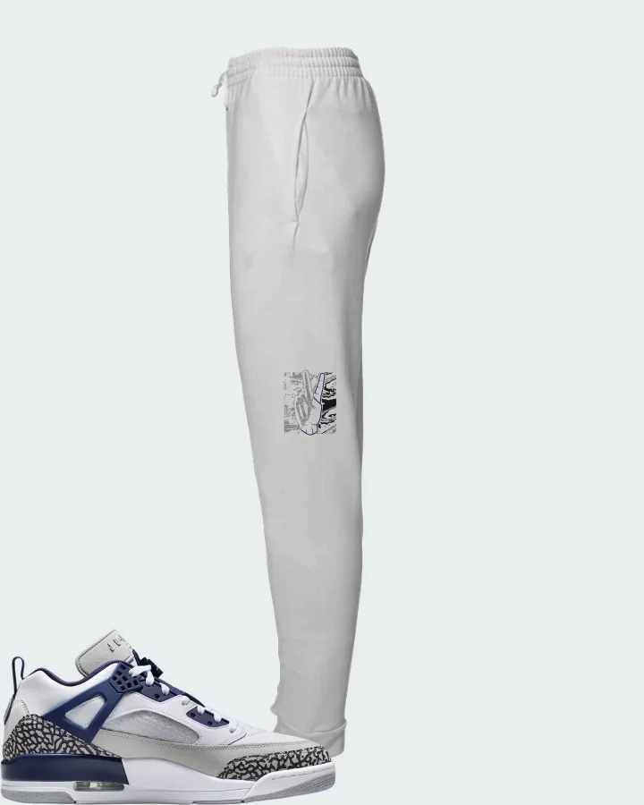 Air Jordan Spizike Low White Neutral Grey Anthracite Midnight Navy Matching Joggers