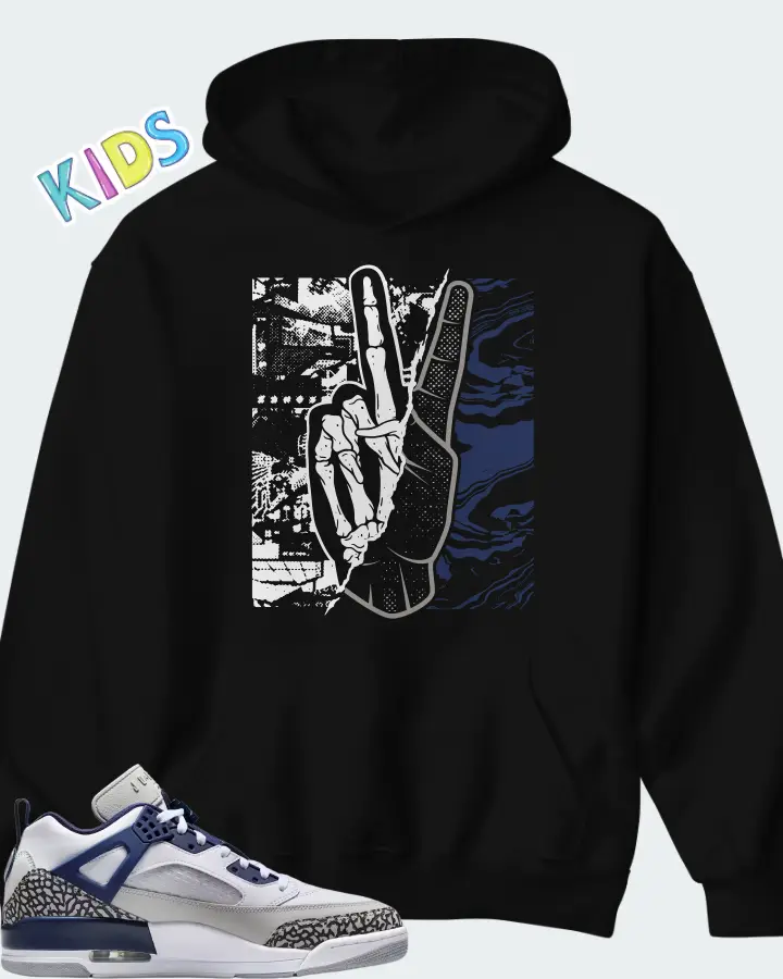 Air Jordan Spizike Low White Neutral Grey Anthracite Midnight Navy Matching Kid's Hoodie