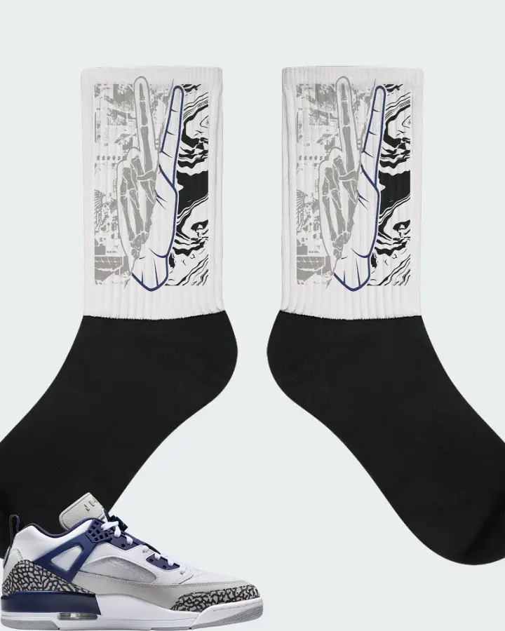 Air Jordan Spizike Low White Neutral Grey Anthracite Midnight Navy Matching Socks