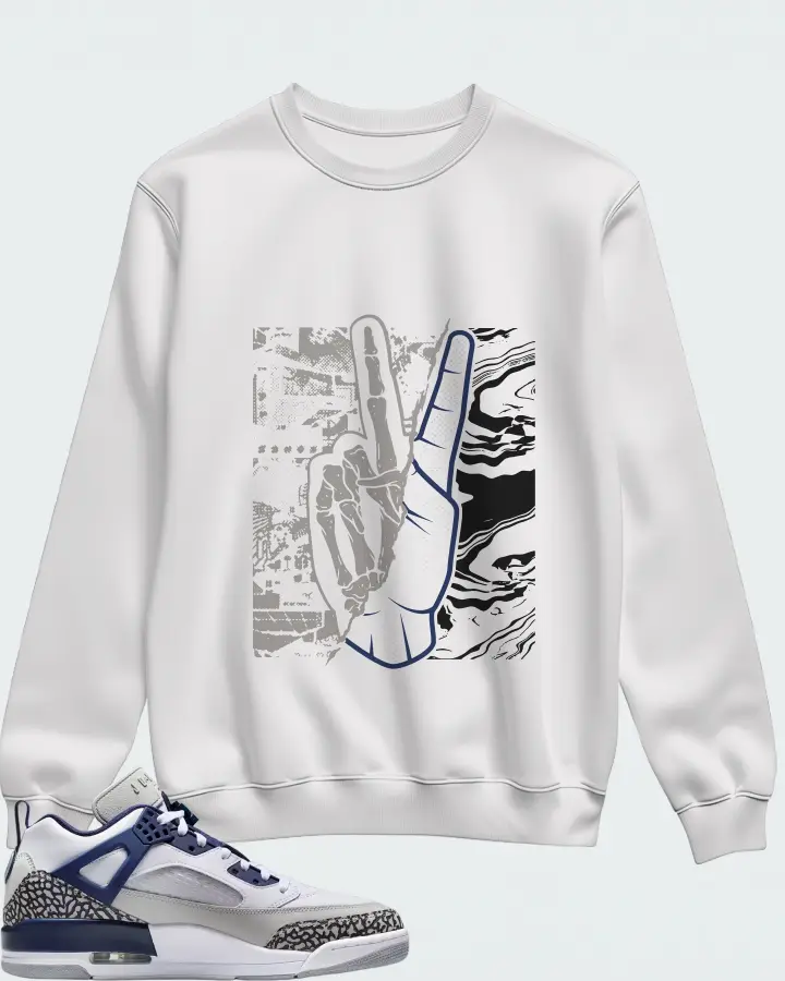 Air Jordan Spizike Low White Neutral Grey Anthracite Midnight Navy Matching Sweatshirt