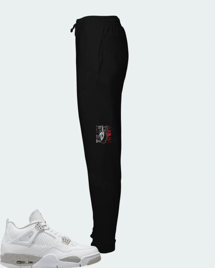 Jordan 4 Retro Sneaker Matching Black Joggers - Peace of mind