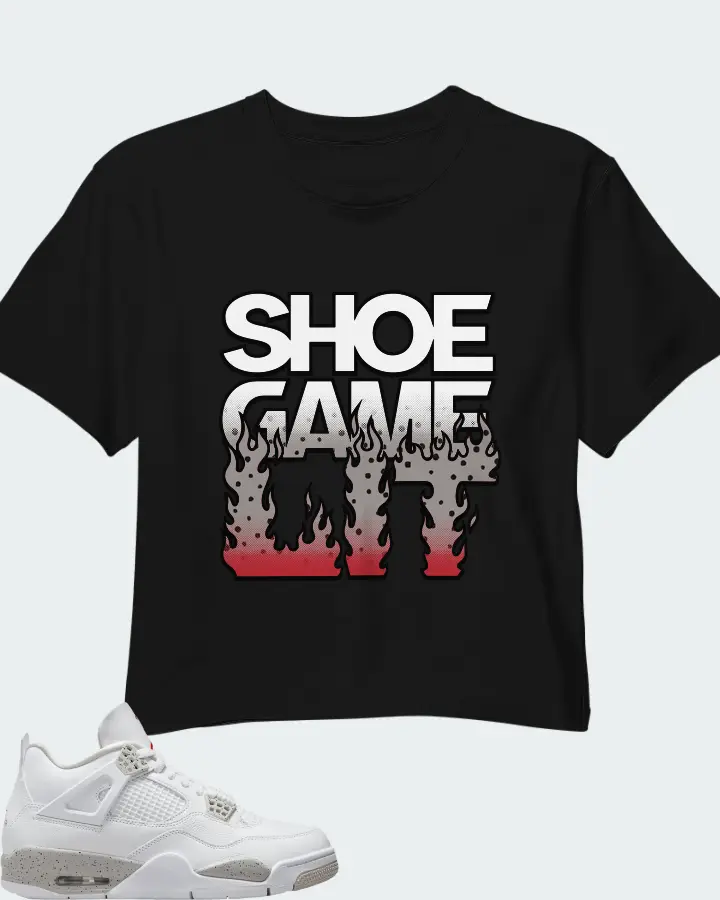 Jordan 4 Retro Sneaker Matching Black Crop Top - Shoe Game Lit Refreshed