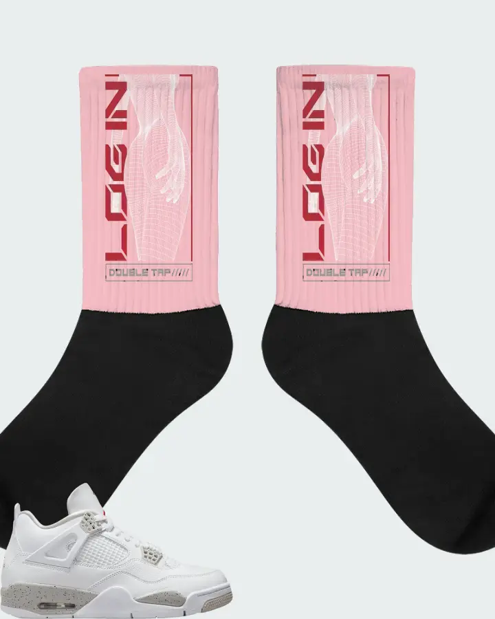 Jordan 4 Retro Sneaker Matching Pink Socks (LOGIN) - View 1