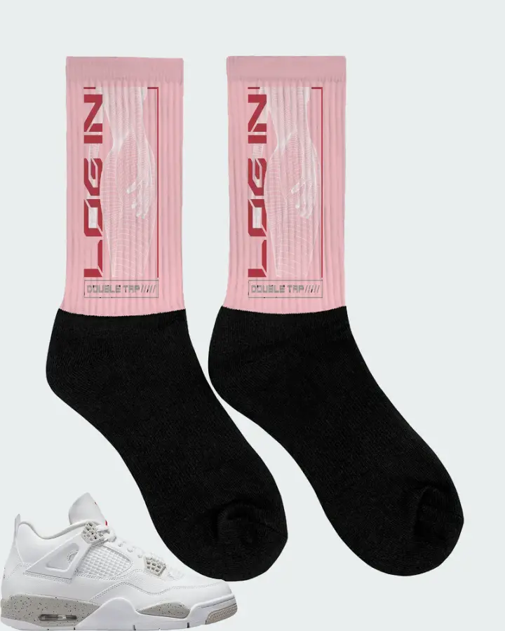 Jordan 4 Retro Sneaker Matching Pink Socks (LOGIN) - View 2