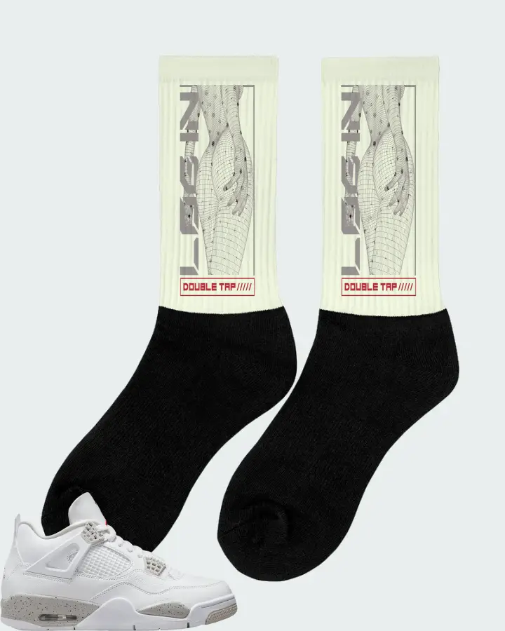 Jordan 4 Retro Sneaker Matching Citron Socks (LOGIN) - View 3