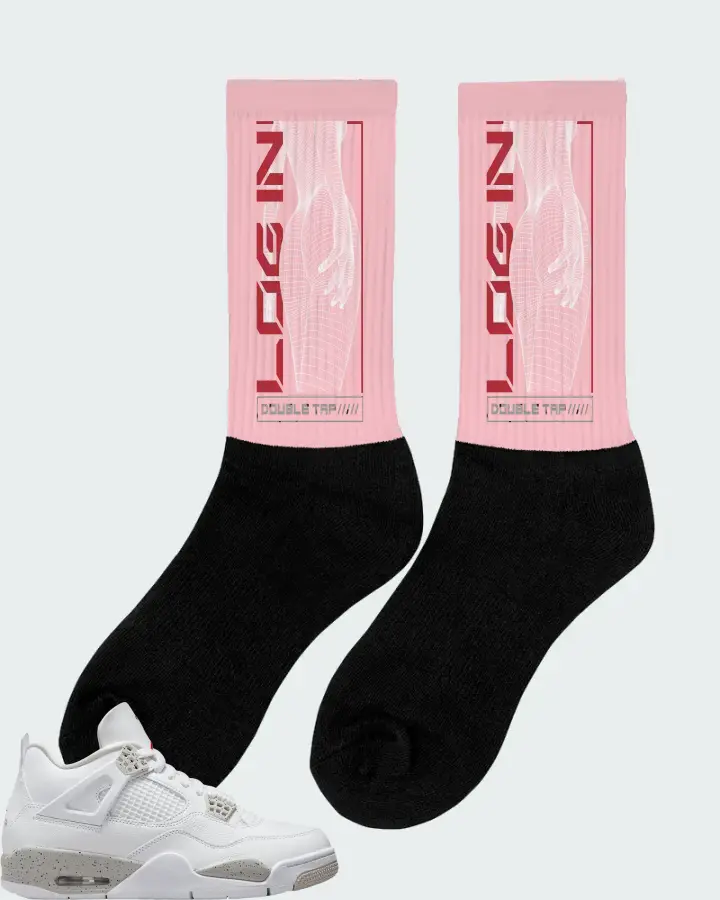 Jordan 4 Retro Sneaker Matching Pink Socks (LOGIN) - View 3