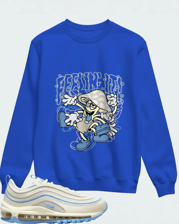 Nike Air Max 97 Athletic Department Sail University Blue Matching Sweatshirt