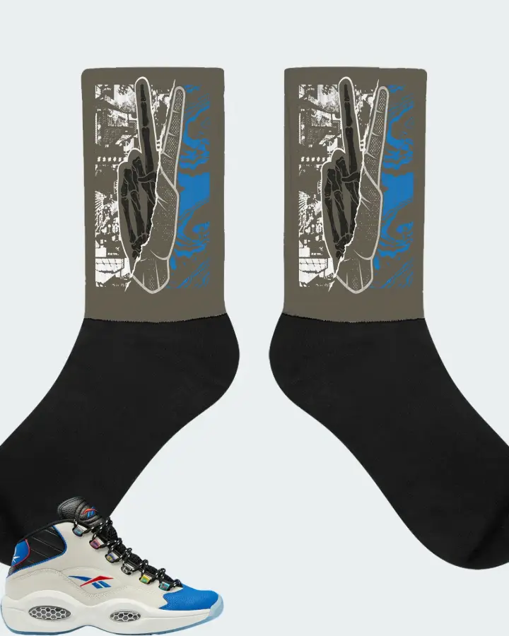 Reebok Question Mid Sneaker Matching Army Green Socks - Peace of mind