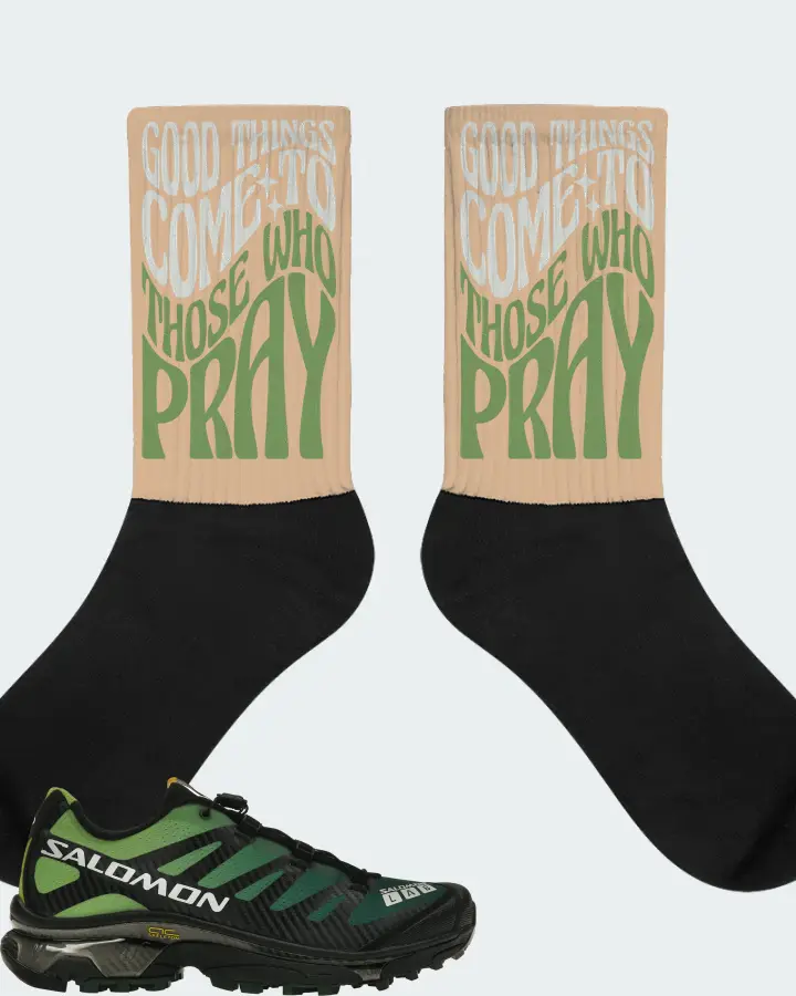 Salomon XT-4 OG Sneaker Matching Cream Socks - Good Things Come To Those Who Pray