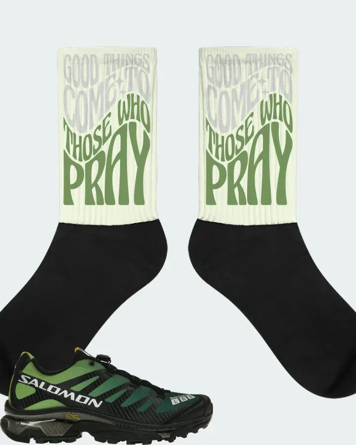 Salomon XT-4 OG Sneaker Matching Citron Socks - Good Things Come To Those Who Pray
