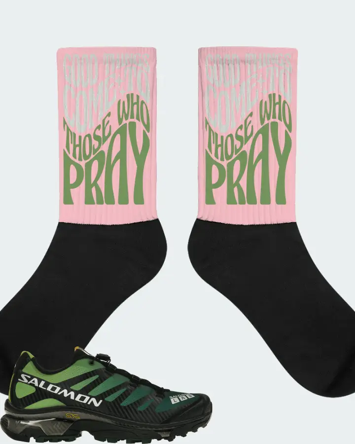 Salomon XT-4 OG Sneaker Matching Pink Socks - Good Things Come To Those Who Pray