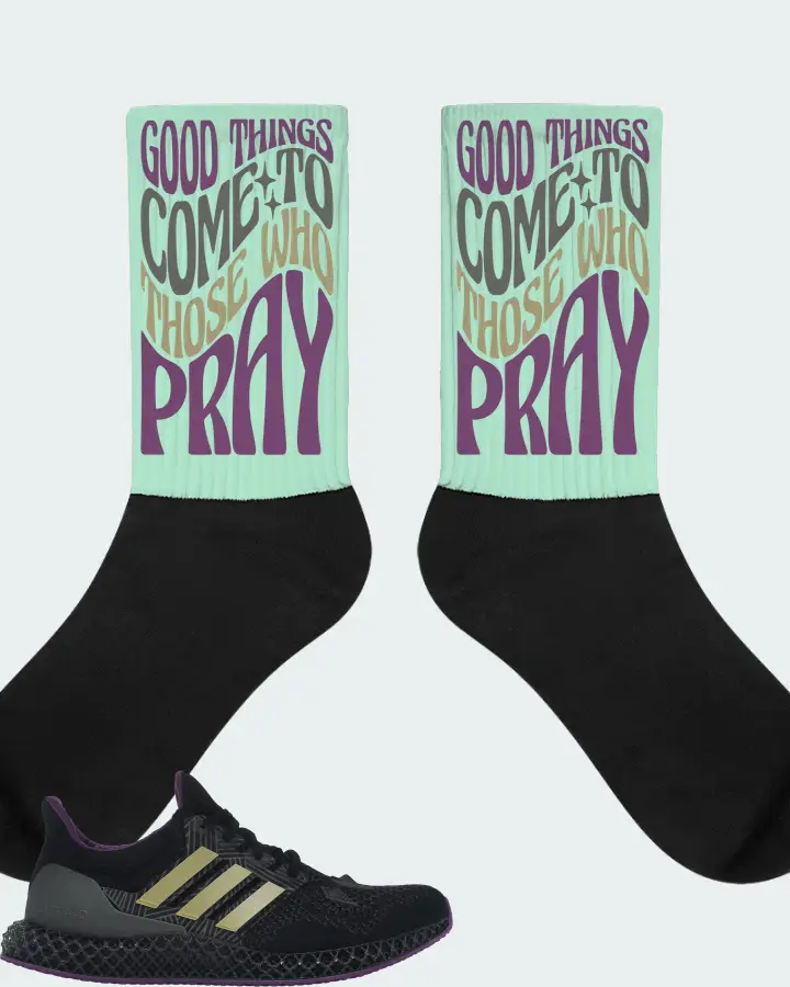 adidas Ultra 4D Sneaker Matching Mint Socks - Good Things Come To Those Who Pray