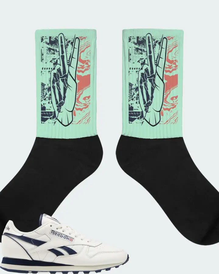 Reebok Classic Leather Sneaker Matching Mint Socks - Peace of mind