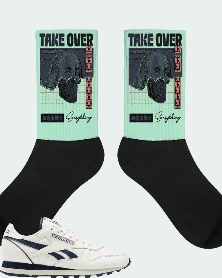 Reebok Classic Leather Sneaker Matching Mint Socks - Take Over