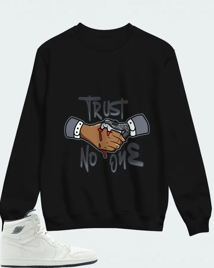 Jordan 1 Retro Sneaker Matching Black Sweatshirt - Trust No One