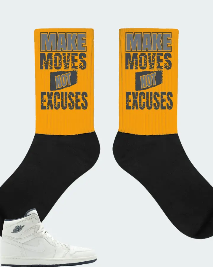 Jordan 1 Retro Sneaker Matching Gold Socks - Make Moves Not Excuses
