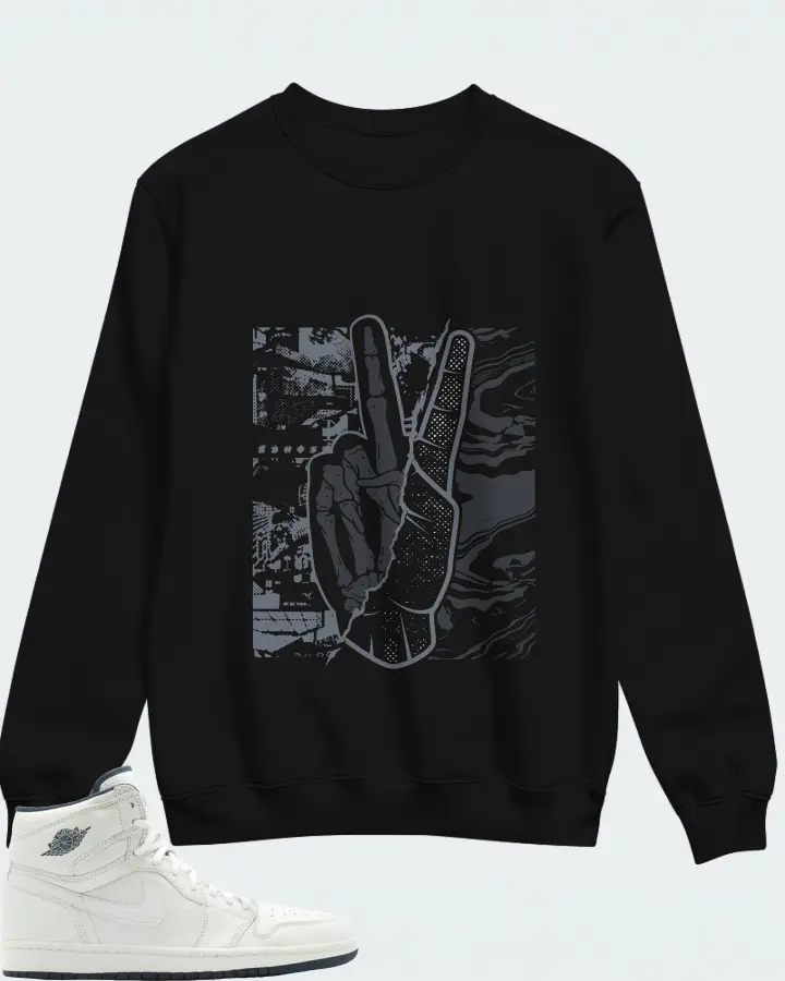 Jordan 1 Retro Sneaker Matching Black Sweatshirt - Peace of mind