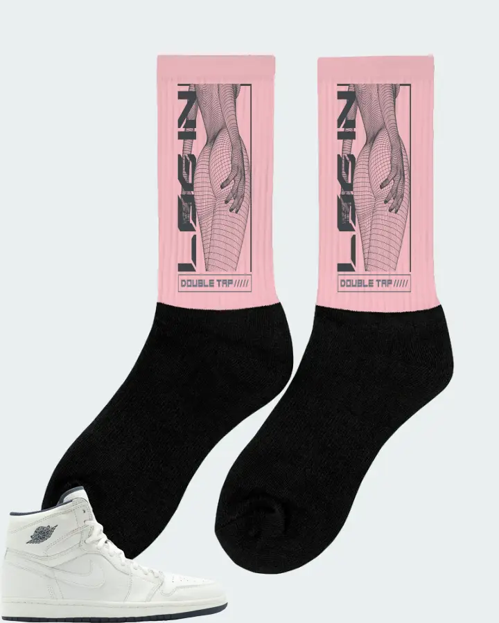 Jordan 1 Retro Sneaker Matching Pink Socks (LOGIN) - View 3