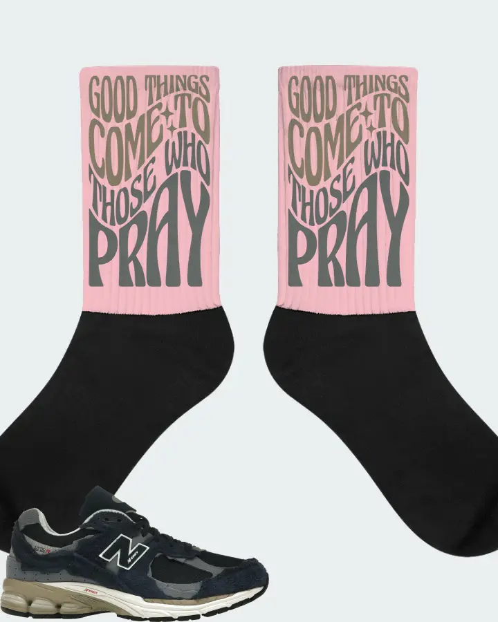 New Balance 2002R Sneaker Matching Pink Socks - Good Things Come To Those Who Pray