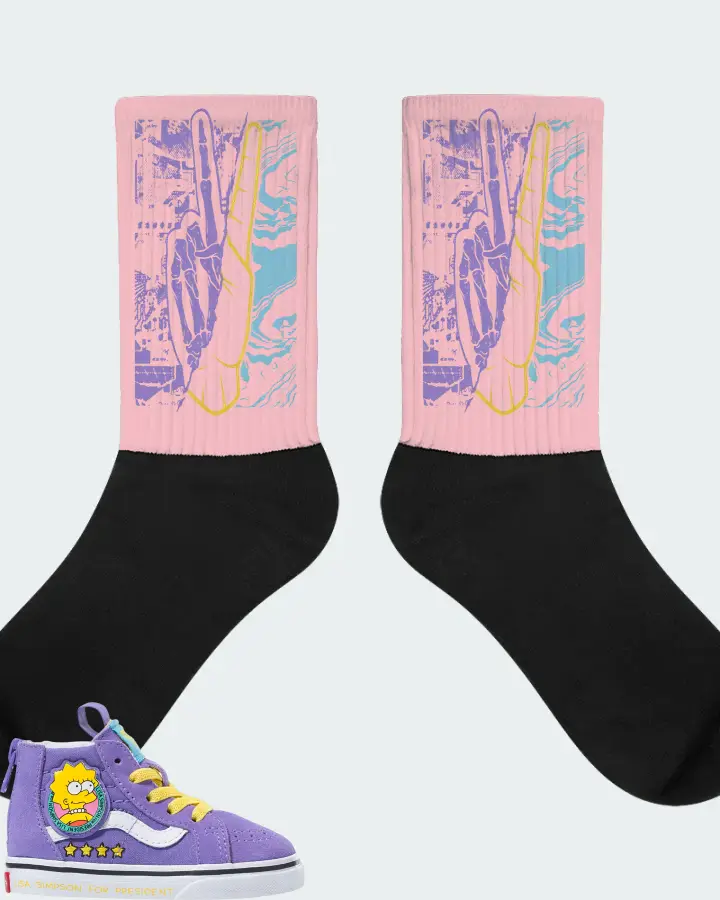 Vans Sk8-Hi Zip Sneaker Matching Pink Socks - Peace of mind